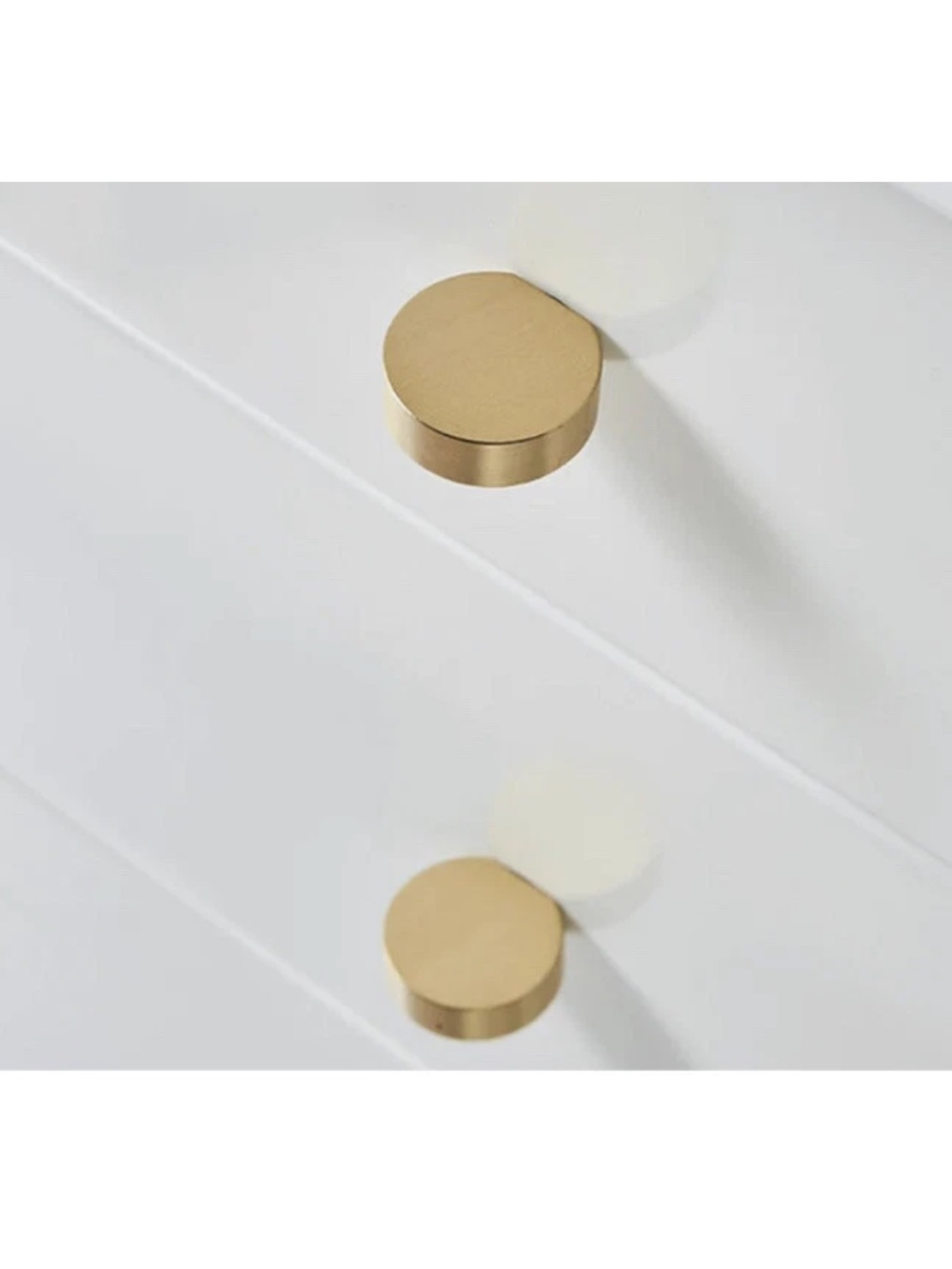 Brushed Brass Cabinet Knob Drawer Pull Round Modern (Lot Of 4)